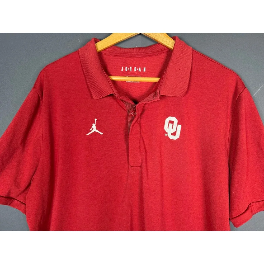 Nike Jordan Jumpman Oklahoma Sooners Dri-FIT Polo Shirt Mens Large Red Maroon